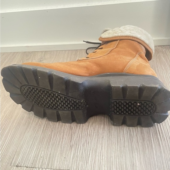 ALDO TAN SHERLING WOOL LACE UP BOOTS SIZE 39 MADE IN ITALY BLOCK HEELS - Picture 17 of 17